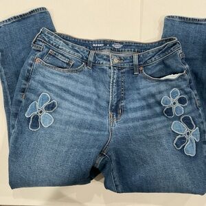 Old navy high rise og straight floral jeans size 14
